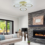Modern Crystal Chandelier LED 3-Oval Flush Mount Ceiling