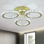 Modern Crystal Chandelier LED 3-Oval Flush Mount Ceiling