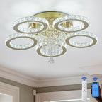 Modern Crystal Chandelier LED 3-Oval Flush Mount Ceiling