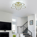 Modern Crystal Chandelier LED 3-Oval Flush Mount Ceiling