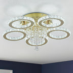 Modern Crystal Chandelier LED 3-Oval Flush Mount Ceiling