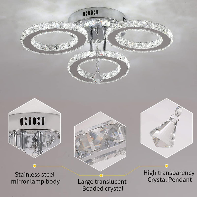 Modern LED Crystal Chandelier 5 Circle Rings Pendant