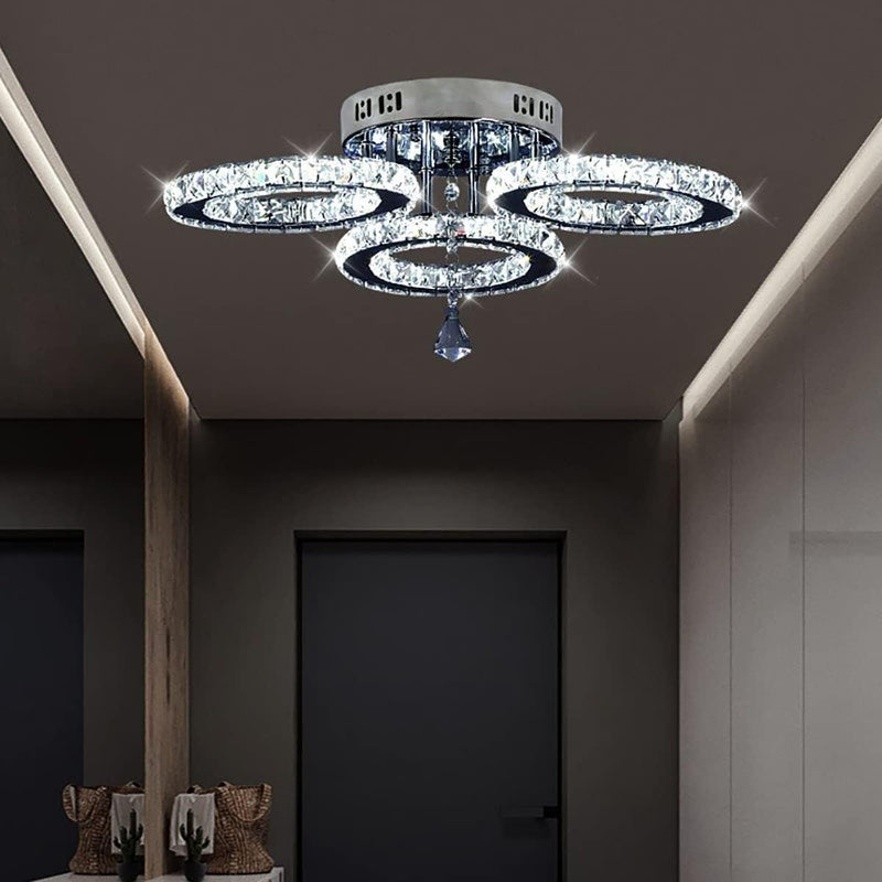 Modern LED Crystal Chandelier 5 Circle Rings Pendant