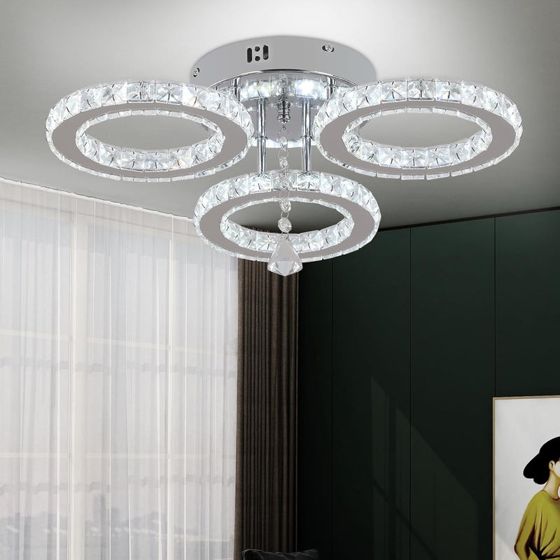 Modern LED Crystal Chandelier 5 Circle Rings Pendant