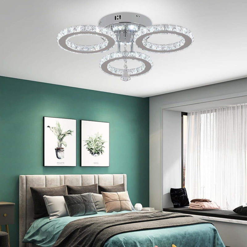 Modern LED Crystal Chandelier 5 Circle Rings Pendant