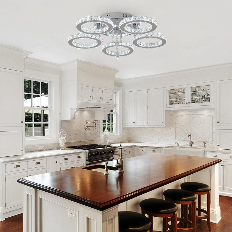 Modern LED Crystal Chandelier 5 Circle Rings Pendant