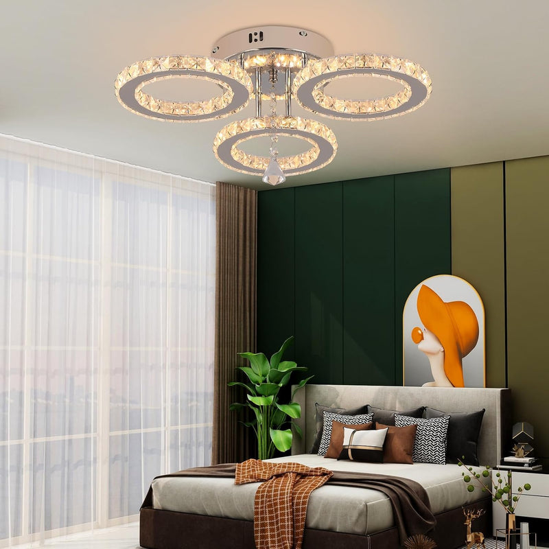 Modern LED Crystal Chandelier 5 Circle Rings Pendant