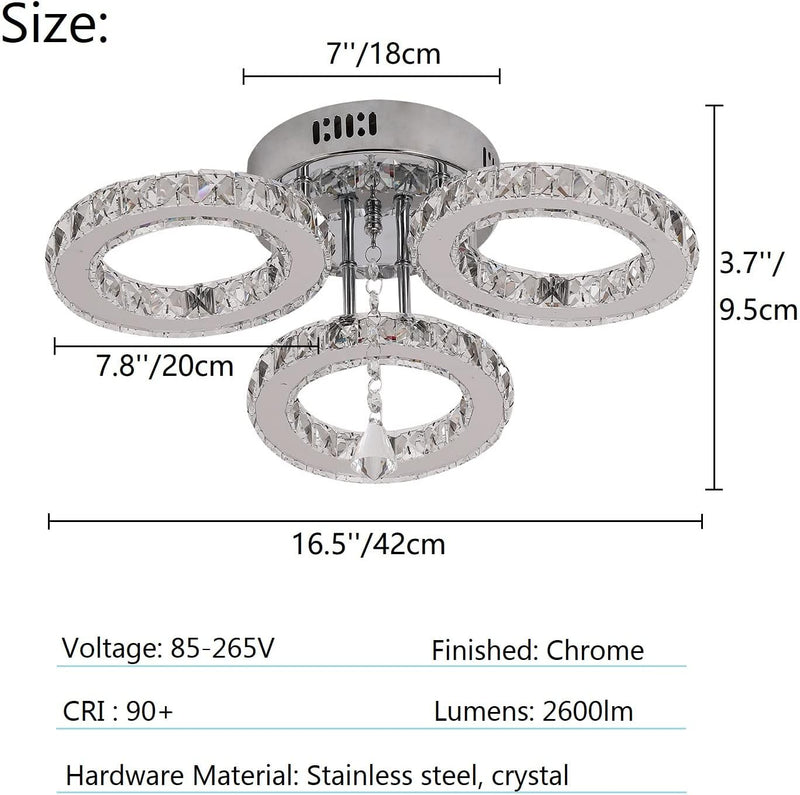 Modern LED Crystal Chandelier 5 Circle Rings Pendant