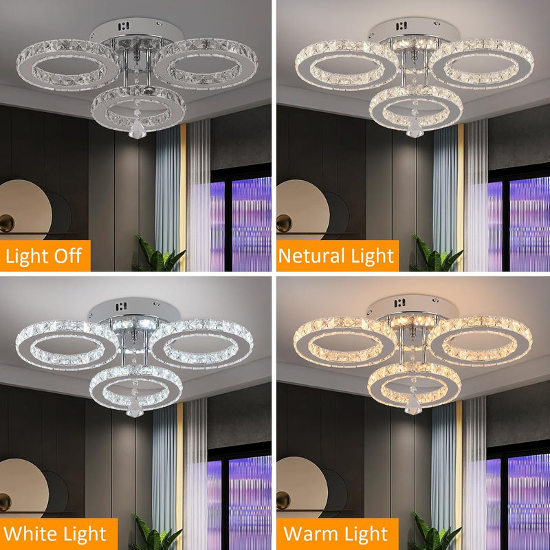 Modern LED Crystal Chandelier 5 Circle Rings Pendant
