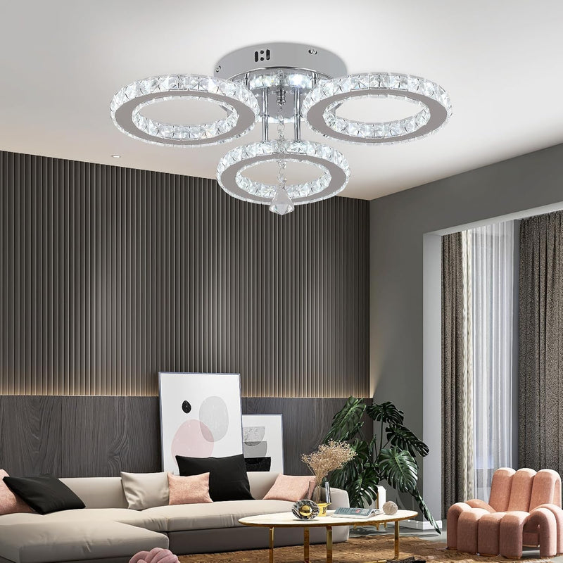 Modern LED Crystal Chandelier 5 Circle Rings Pendant