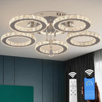 Modern LED Crystal Chandelier 5 Circle Rings Pendant