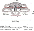 Modern LED Crystal Chandelier 5 Circle Rings Pendant