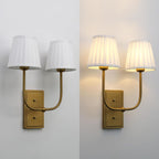 Vintage 2-Lights Wall Light Sconces Funnel Fabric Shades
