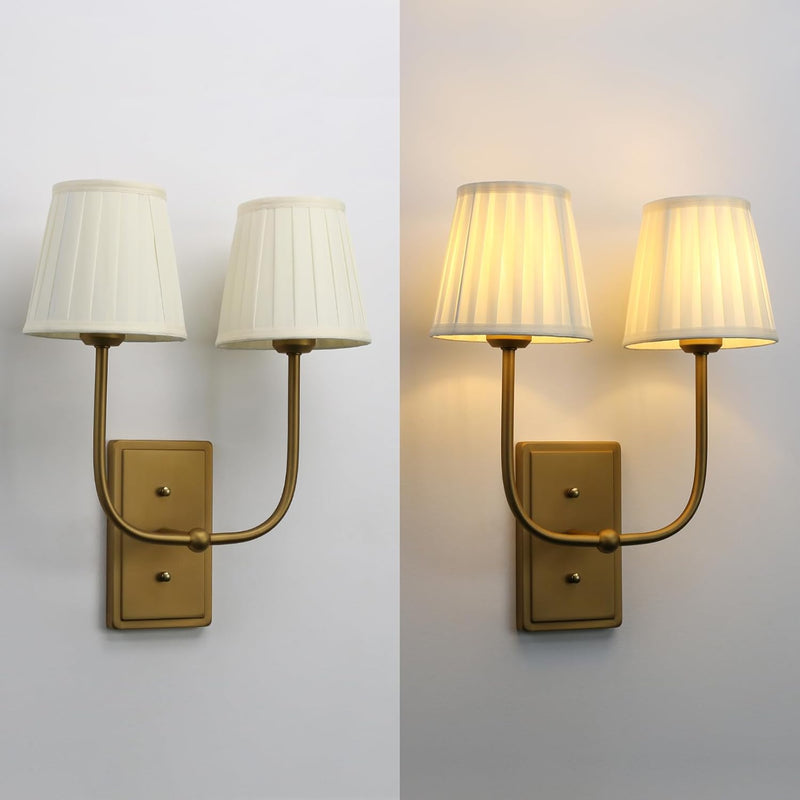 Vintage 2-Lights Wall Light Sconces with Funnel Pleated
