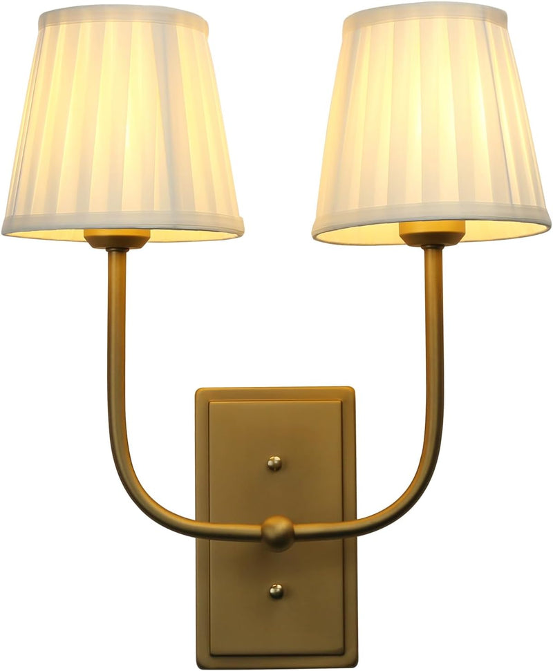 Vintage 2-Lights Wall Light Sconces with Funnel Pleated