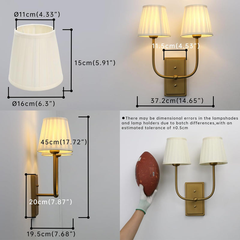 Vintage 2-Lights Wall Light Sconces with Funnel Pleated