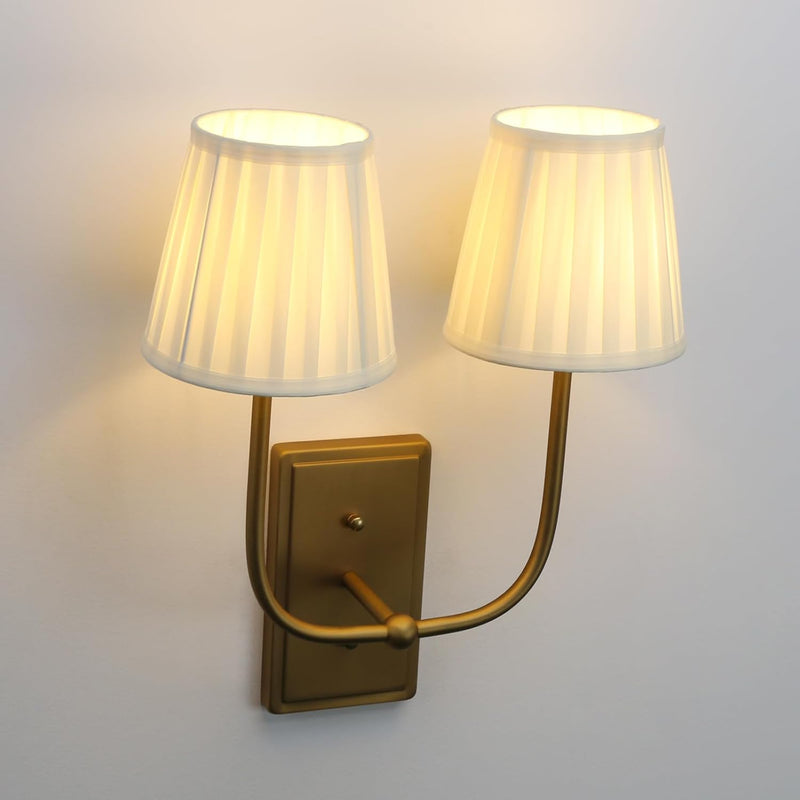 Vintage 2-Lights Wall Light Sconces with Funnel Pleated