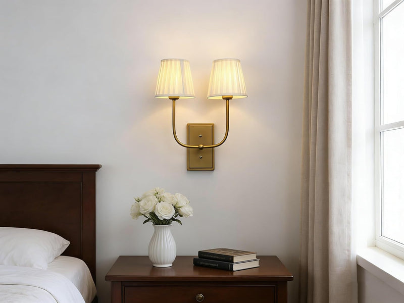 Vintage 2-Lights Wall Light Sconces with Funnel Pleated