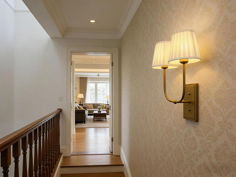 Vintage 2-Lights Wall Light Sconces with Funnel Pleated