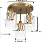 Vintage 3 Way Ceiling Lights Industrial Glass Pendant
