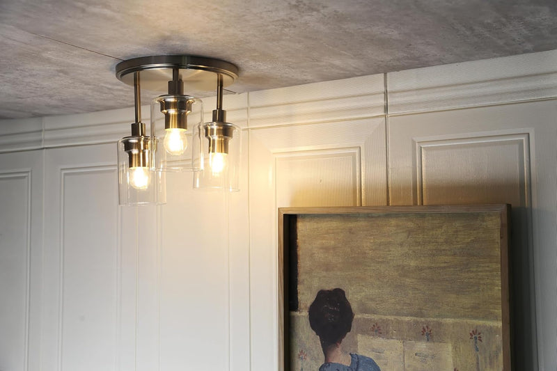 Vintage 3 Way Ceiling Lights Industrial Glass Pendant