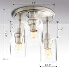 Vintage 3 Way Ceiling Lights Industrial Glass Pendant