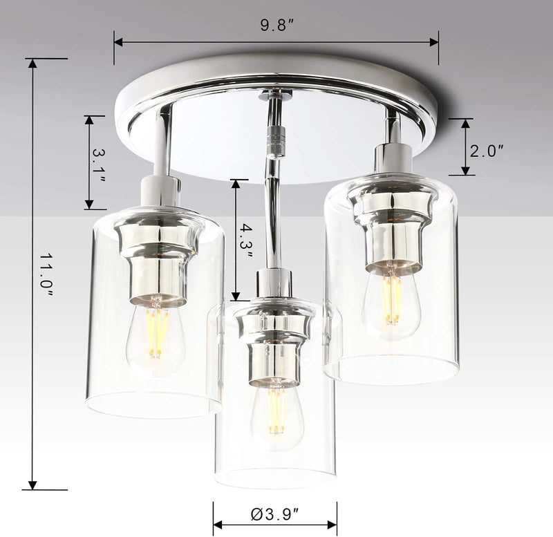 Vintage 3 Way Ceiling Lights Industrial Glass Pendant