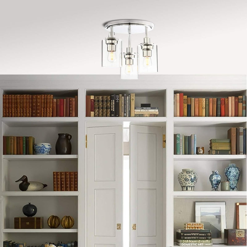 Vintage 3 Way Ceiling Lights Industrial Glass Pendant