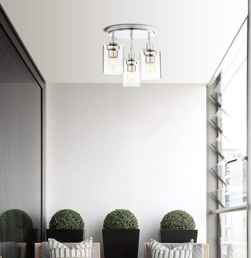 Vintage 3 Way Ceiling Lights Industrial Glass Pendant