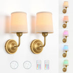 Vintage Battery Operated Wall Lights Sconce Fixture (Set of 2)