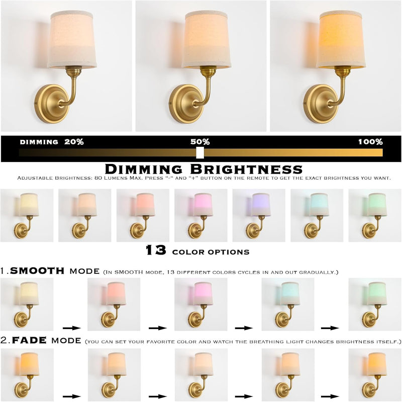 Vintage Battery Operated Wall Lights Sconce Fixture (Set of 2)