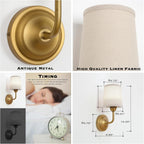Vintage Battery Operated Wall Lights Sconce Fixture (Set of 2)