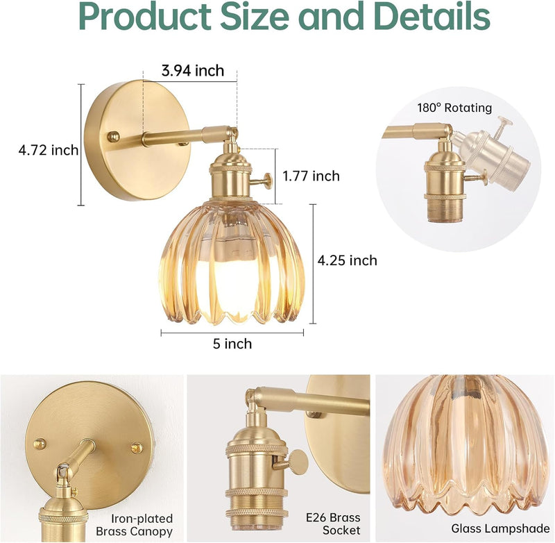 Vintage Battery Operated Wall Sconce Rechargeable Lamp