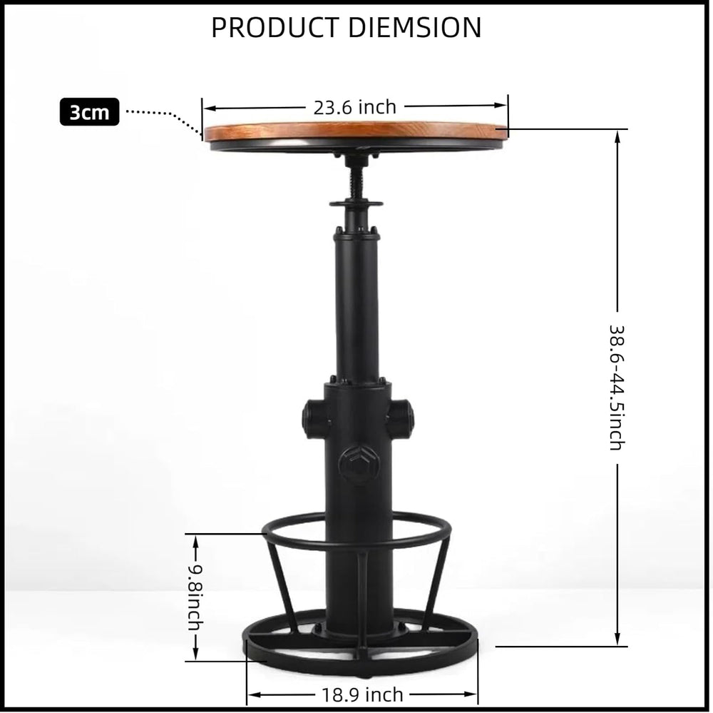 Vintage Bistro Table Height Adjustable 38.6-44.4inch Industrial