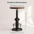 Vintage Bistro Table Height Adjustable 38.6-44.4inch Industrial