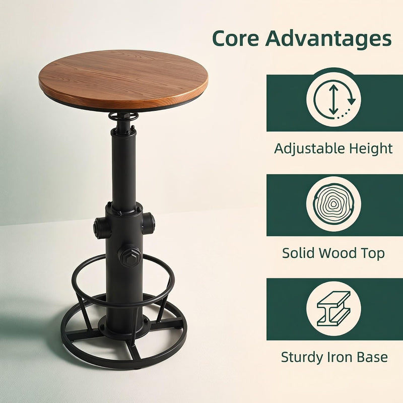 Vintage Bistro Table Height Adjustable 38.6-44.4inch Industrial