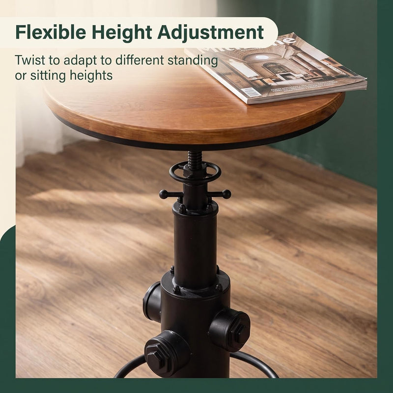 Vintage Bistro Table Height Adjustable 38.6-44.4inch Industrial