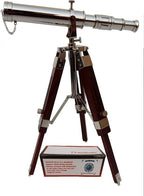Vintage Brass Nickle Telescope on Tripod Stand Chrome