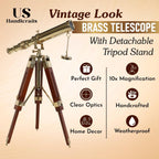 Vintage Brass Nickle Telescope on Tripod Stand Chrome