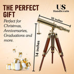 Vintage Brass Nickle Telescope on Tripod Stand Chrome
