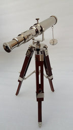 Vintage Brass Nickle Telescope on Tripod Stand Chrome
