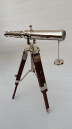 Vintage Brass Nickle Telescope on Tripod Stand Chrome