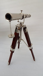 Vintage Brass Nickle Telescope on Tripod Stand Chrome