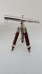 Vintage Brass Nickle Telescope on Tripod Stand Chrome