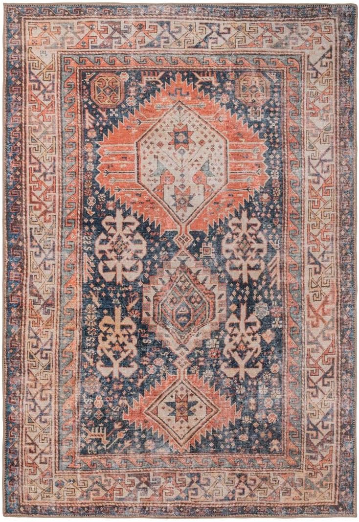 Vintage Cotton Runner Rug Machine Washable Stain-Resistant