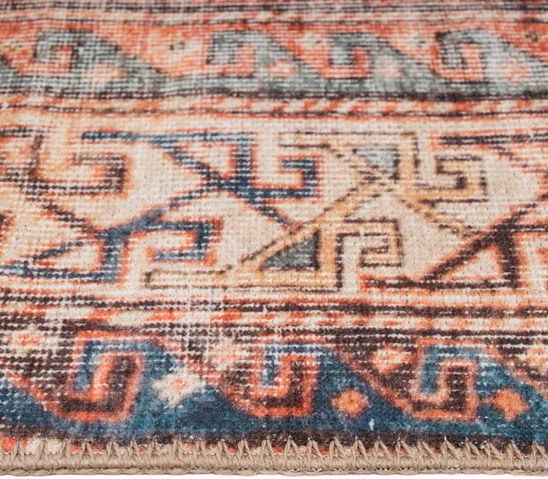 Vintage Cotton Runner Rug Machine Washable Stain-Resistant