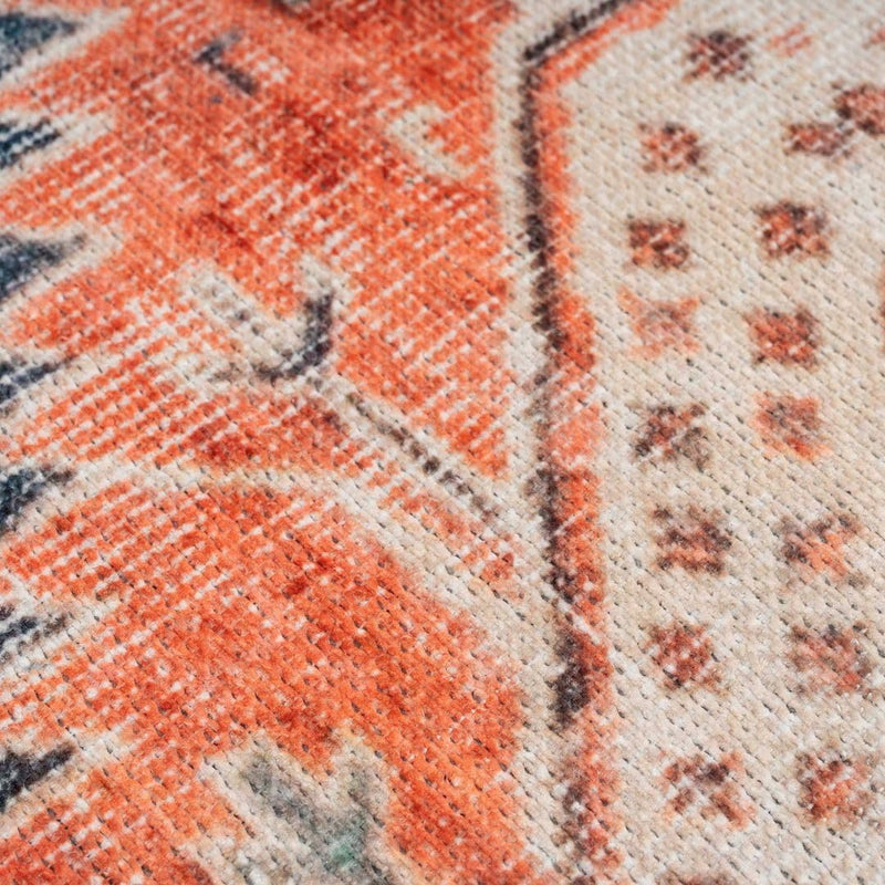 Vintage Cotton Runner Rug Machine Washable Stain-Resistant