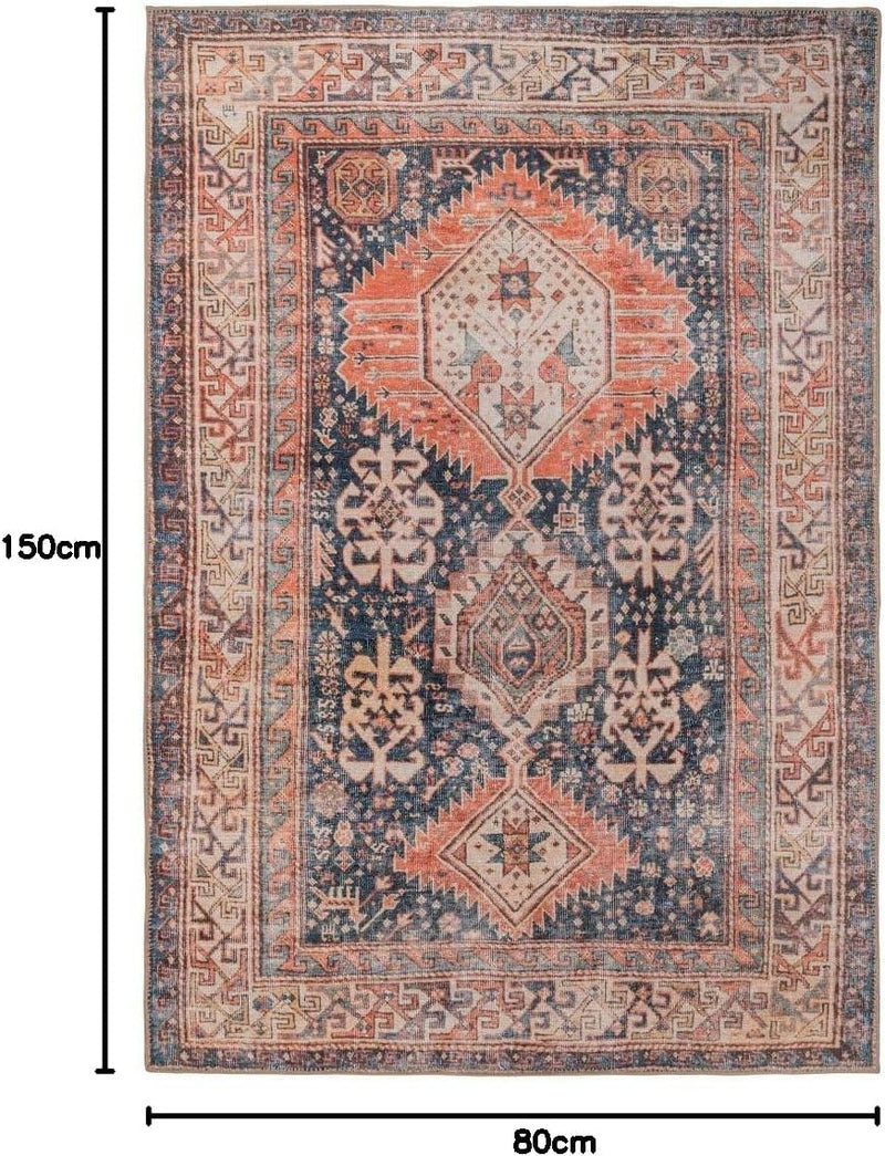 Vintage Cotton Runner Rug Machine Washable Stain-Resistant