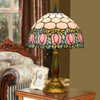 Vintage Dragonfly Tiffany Style Stained Glass End Table