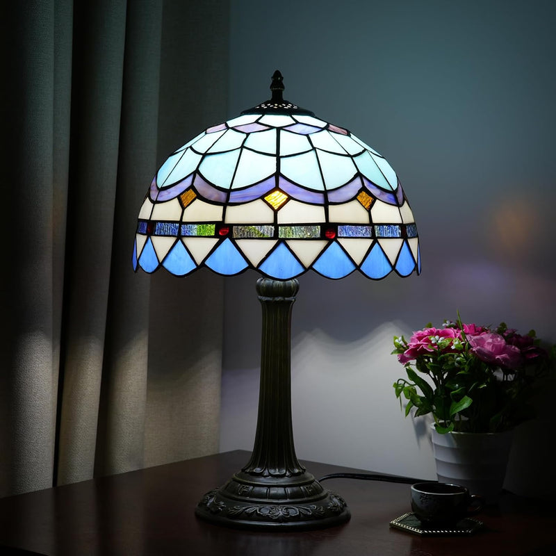 Vintage Dragonfly Tiffany Style Stained Glass End Table